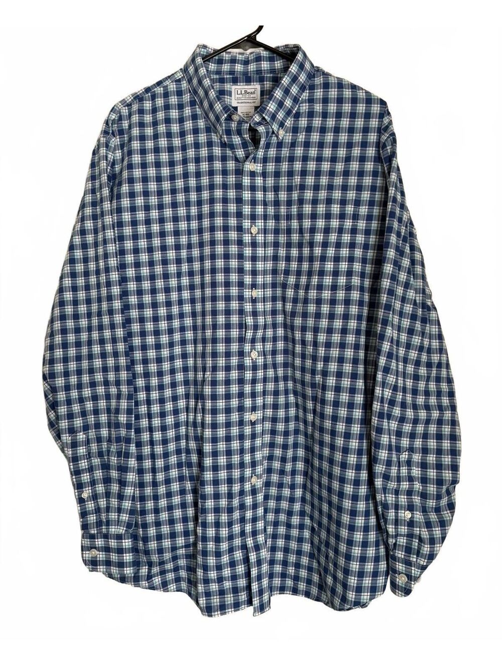 L. L. Bean Men's Casual Button-Down Shirt Size XL Extra Large Blue White Preppy